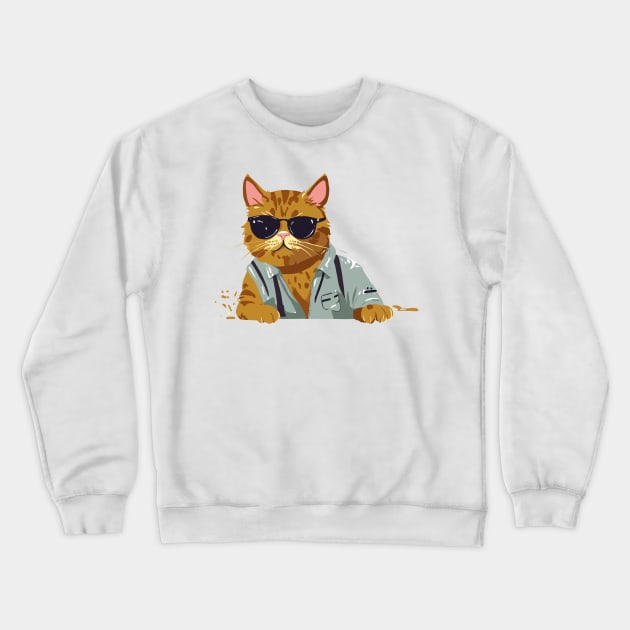 cat at work Crewneck Sweatshirt by Snonfy